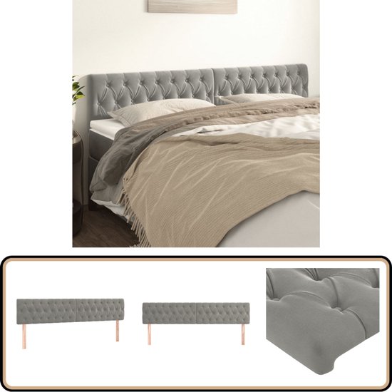 vidaXL Fluwelen Hoofdbord Geruit Lichtgrijs 80 cm Fluweel