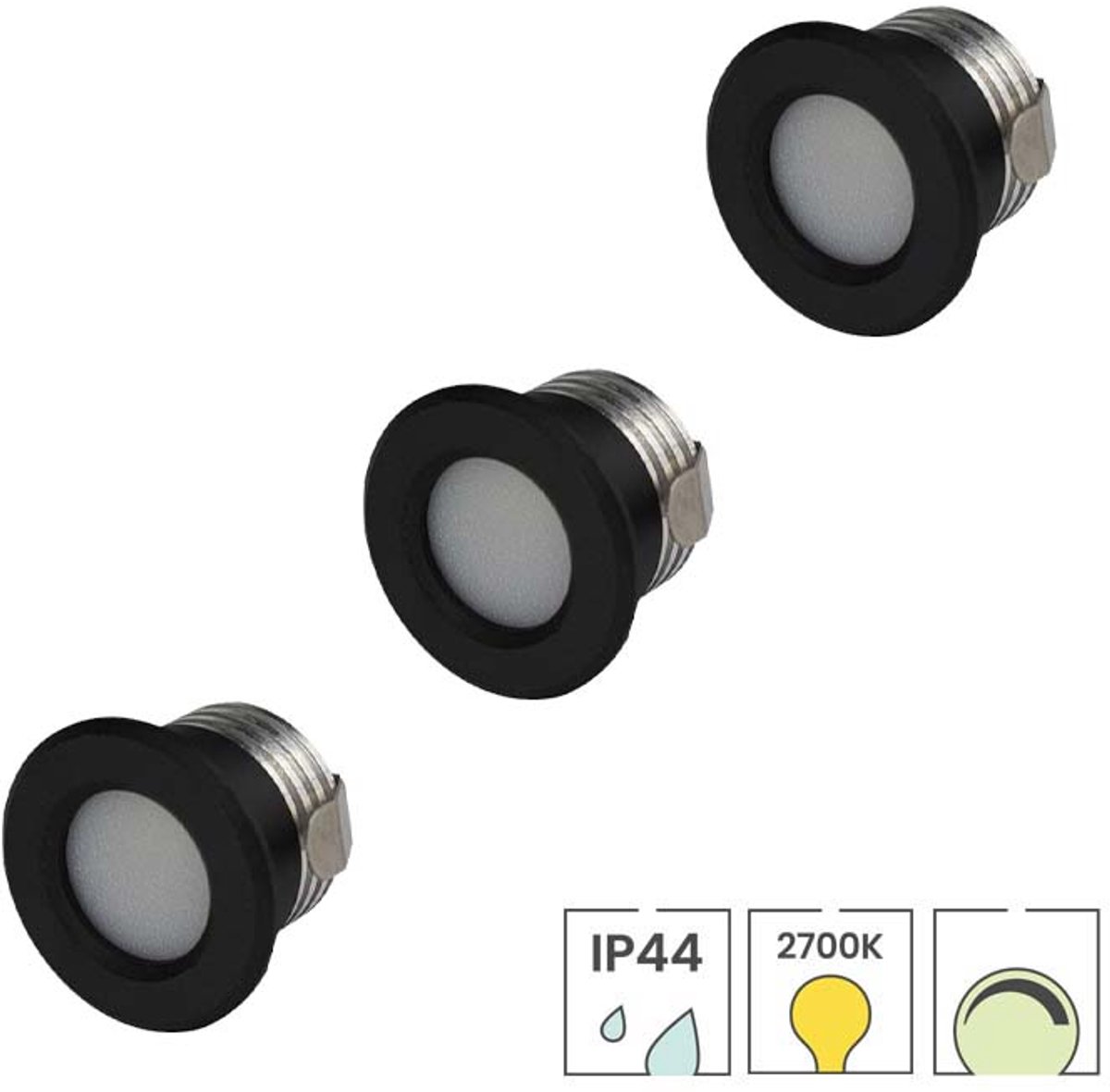 Lybardo - Inbouwspots extra klein 3-pack - 3W - Dimbaar - Warmwit Licht - Zaagmaat 28mm