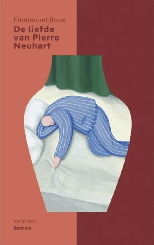 Livre "De liefde van Pierre Neuhart" avec une illustration d'une personne en pyjama au lit.