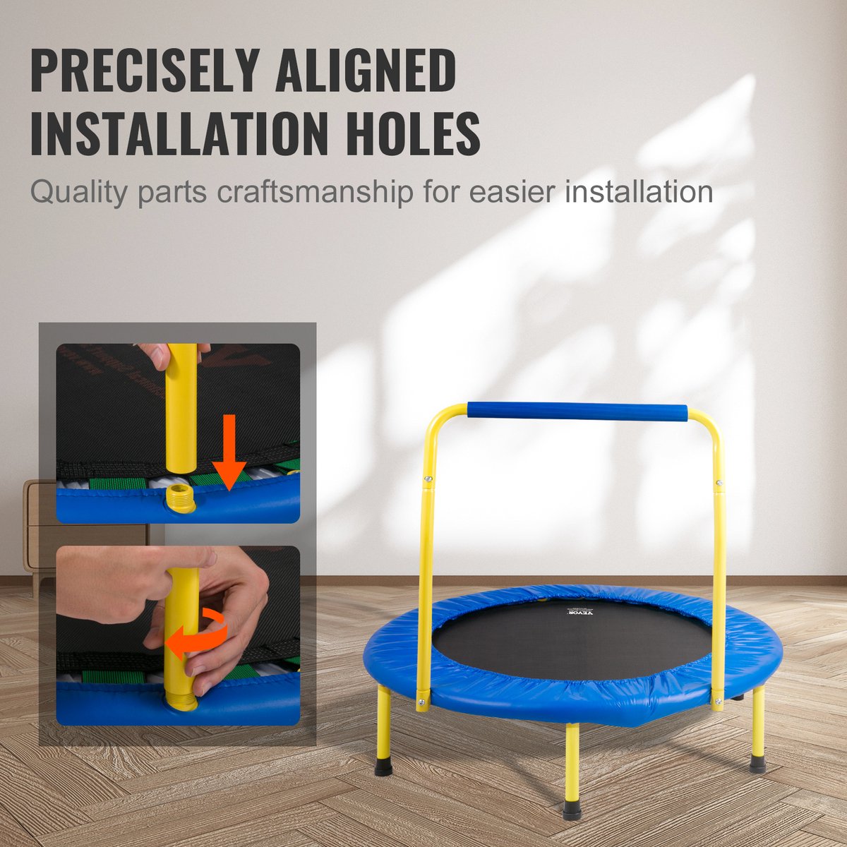 VEVOR Trampoline Tuintrampoline 810x920x920 mm, Opvouwbare Trampoline Mini 60 kg Draagvermogen Fitnesstrampoline, Kindertrampoline Peutertrampoline Blauw Binnen/Buiten/Tuin/Binnen — afbeelding 3