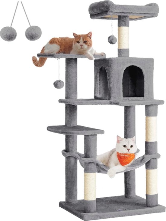 MIRA Home - Krabpaal - Kattenhuis - Kattenmeubel - Kattenpaal - Hangmat - 55x45x143cm