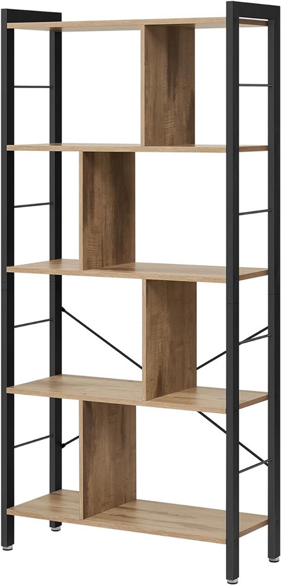 ApexArte® Boekenrek - Boekenplank - Opbergrek - Bruin met Zwart