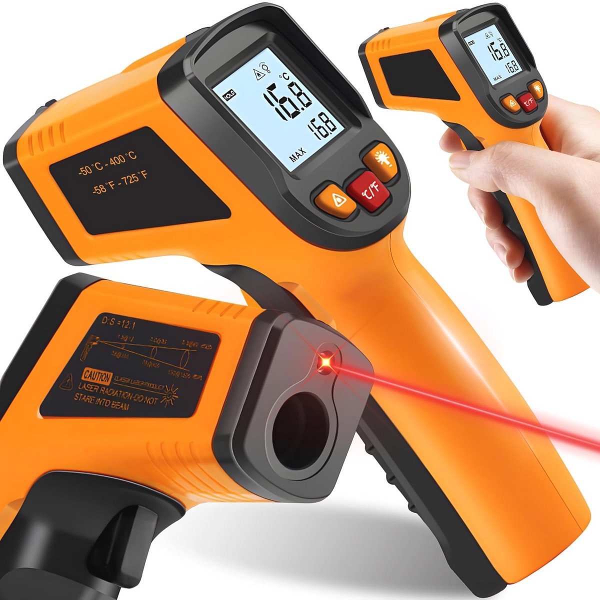 Digitale contactloze infrarood thermometer met LCD-scherm -50 °C tot 380 °C