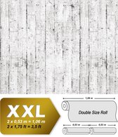 Hout behang EDEM 81108BR05 vliesbehang hardvinyl warmdruk in reliëf licht gestructureerd in shabby chic stijl mat wit grijs bruin 10,65 m2
