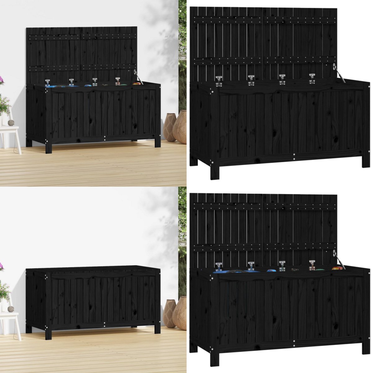 vidaXL - Tuinbox - 121x55x64 - cm - massief - grenenhout - zwart