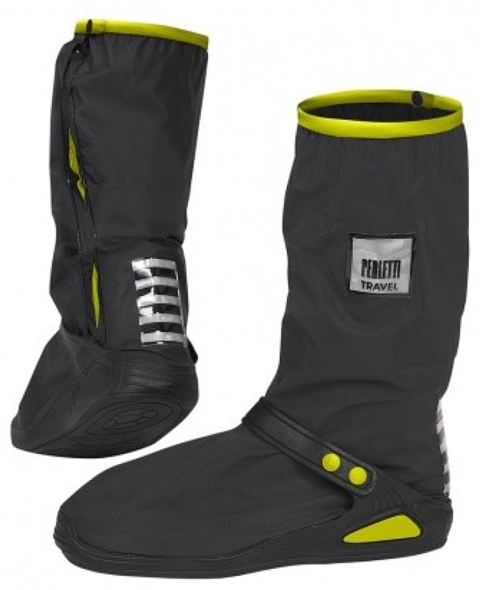 Zwart met neon geel hoge regenoverschoenen (Shoe Cover) van Perletti S