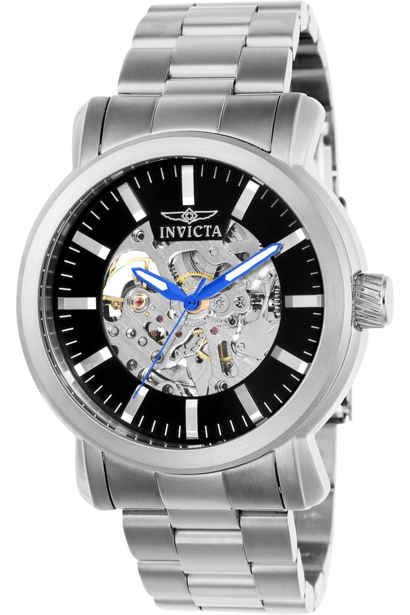 Invicta Vintage 22574 Heren Horloge - Waterdicht - Analoog - Automatisch Uurwerk - Roestvrij Staal met zwarte Wijzerplaat - 45mm