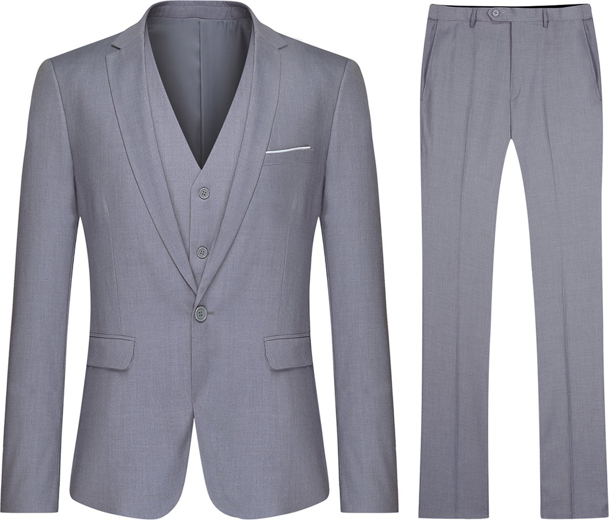 ALLTHEMEN Heren 3-Piece Suit - Heren casual pak voor zaken - XS