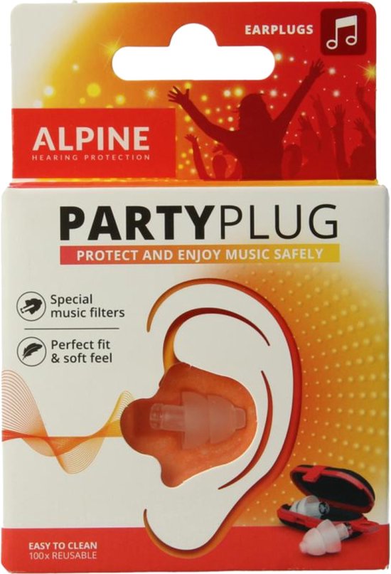 Alpine PartyPlug Classic Oordoppen festival - Earplugs festival - Comfortabele earplugs voor muziekevenementen, concerten en festivals - Voorkomt gehoorschade - Transparant - SNR 19 dB