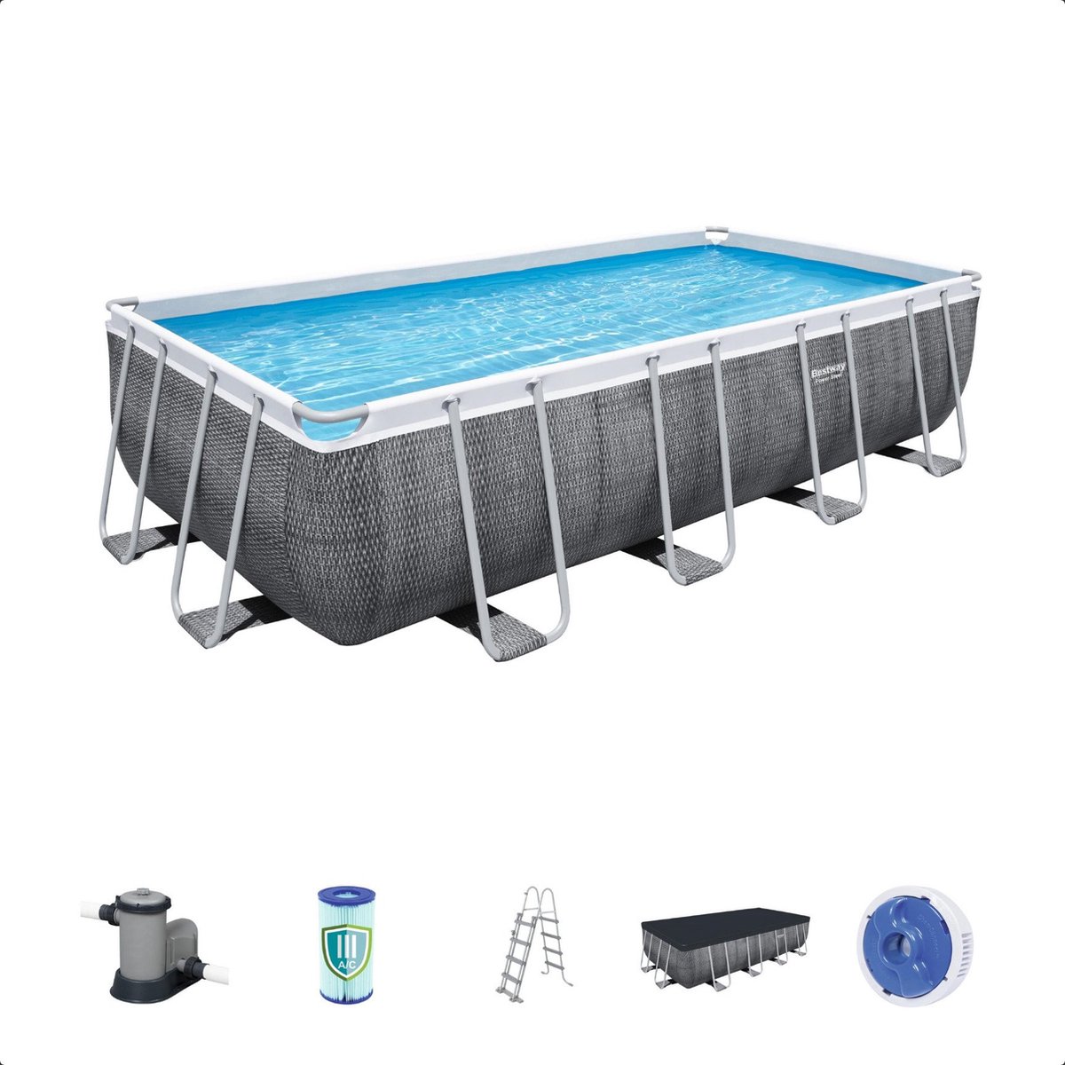 Bestway Power Steel pool set with filter pump - 549 x 274 x 122 cm - Rattan print