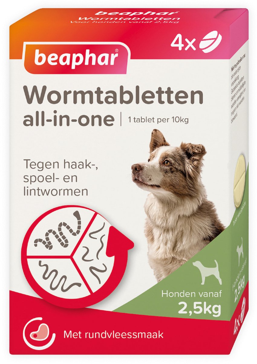 Beaphar All In One Ontwormingsmiddel - Hond 2.5-40 kg - 4 Tabletten