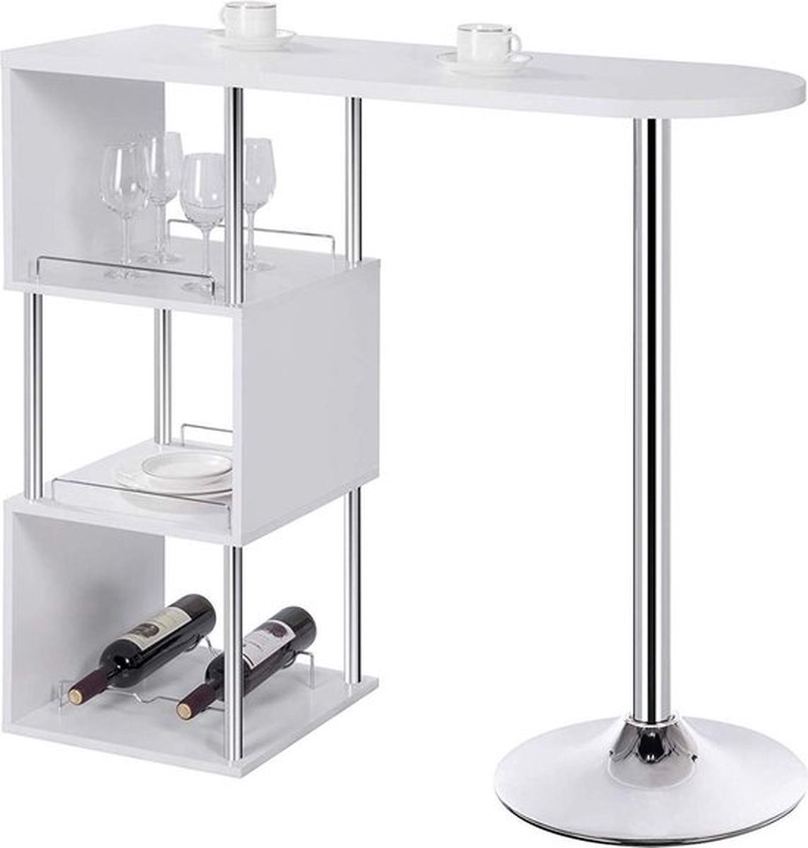 Bolt Edge Bartafel - Met Opbergruimte - Keuken - Metalen Poot - Wit - 113x40x105cm