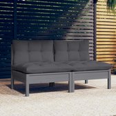vidaXL Tuinbank 2-zits - Grenenhout - Antraciet kussens Tuinbank - Lounge Bank - Tuinset - Buitenbank - Houten Bank - Grijze Bank - Modulair Bankstel - Balkon Set
