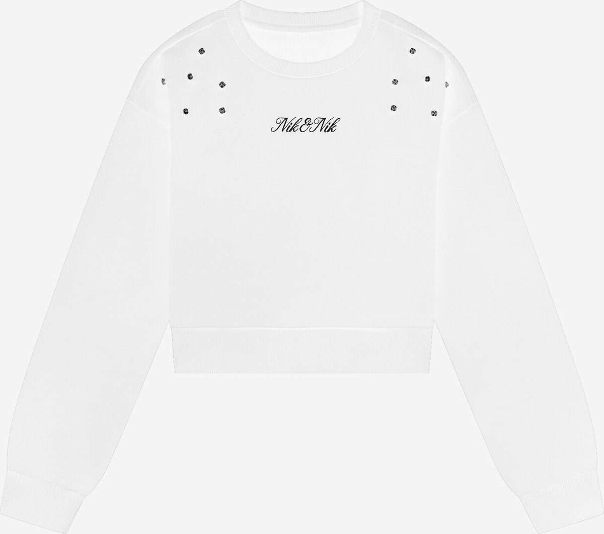 Nik & Nik Diamond Sweatshirt Truien & Vesten Meisjes - Sweater - Hoodie - Vest- Wit - Maat 140