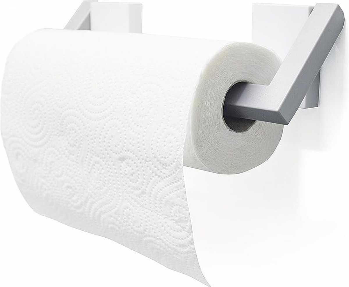Goodivery ® Keukenrolhouder Wit/Grijs Kleur Magnetische rolhouder Kunststof