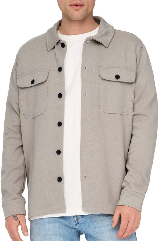 ONLY & SONS ONSNEWKODYL OVERSHIRT SWEAT NOOS Heren Overhemd - Vintage Khaki Melange