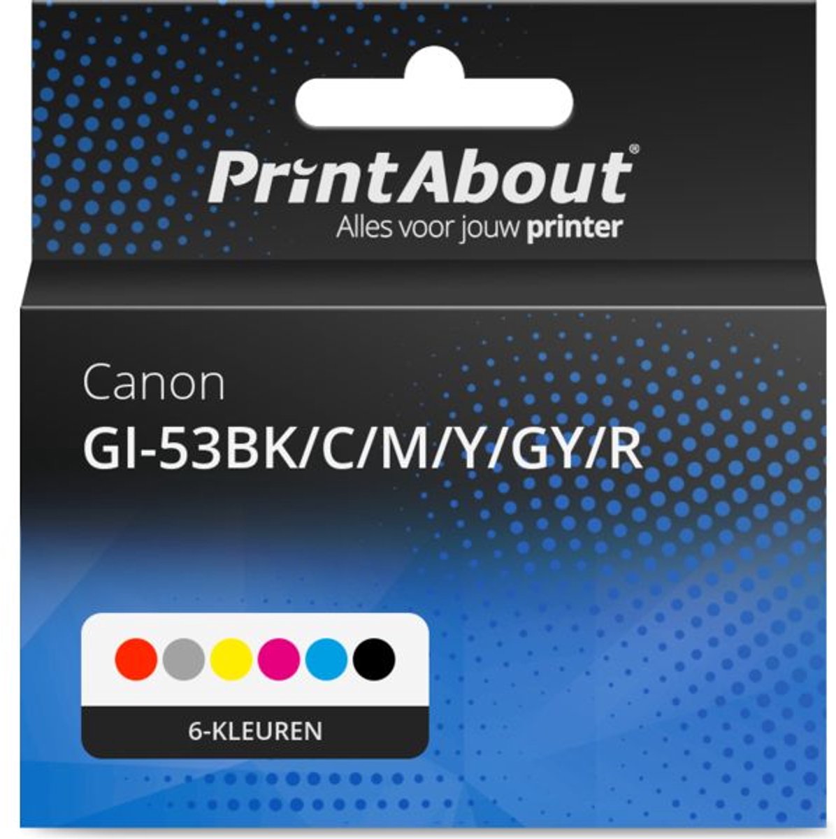 PrintAbout Huismerk Canon GI-53BK/C/M/Y/GY/R Inktcartridge 6-kleuren Voordeelbundel