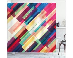 New Bed, Abstract Geometrische Kleurlijnen, Douchegordijn Badkamer Decor Set met Haakjes, 180 cm B 200 cm L