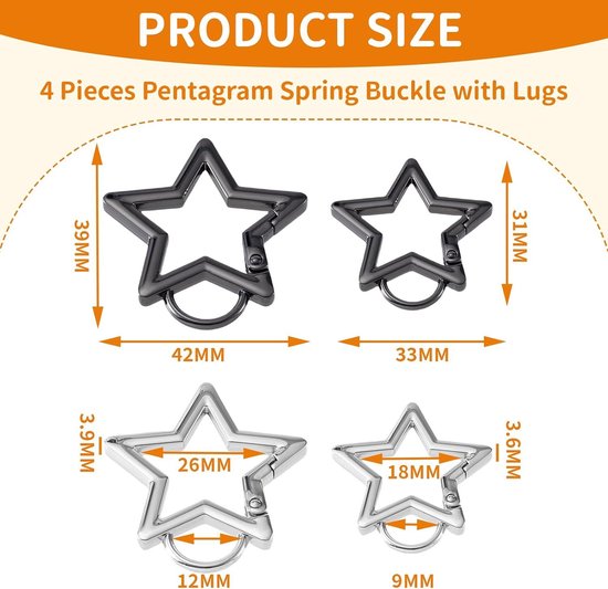 10 Stuks Titanium Ster Karabijnhaak Sleutelhanger Stervorm voor Wandelen, Camping en Kleine Decoratie (5 Kleuren