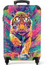 Bol.com NoBoringSuitcases.com® - Kinderkoffer - Kindertrolley - Tijger - Kleurenexplosie - Handbagage koffer lichtgewicht - Reis... aanbieding
