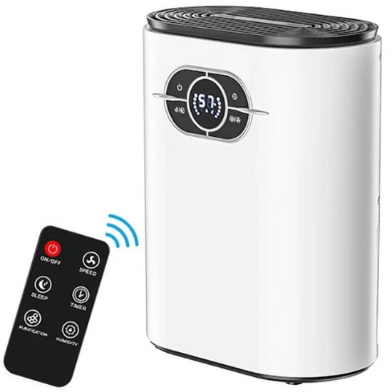 Foto: Mercadome luchtbevochtiger dehumidifier luchtdroger automatische uitschakeling ontvochtiging wit 26x20x11 cm
