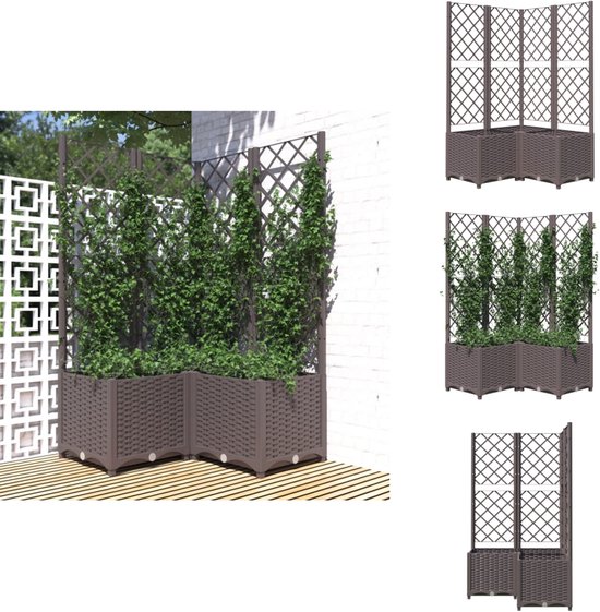 vidaXL Plantenbak met latwerk 120x40x136 cm polypropeen bruin, planten bak, bloem bak, bloembed, bloembak, bloemenperk, plantenbak met latwerk
