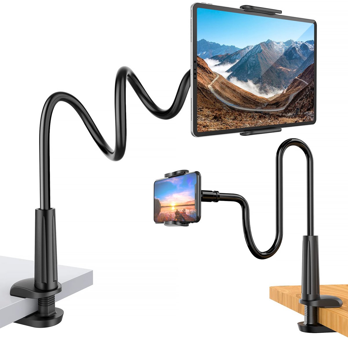 YONO Tablet Houder Bed met Flexibele Arm - geschikt voor iPad - Telefoonhouder - 48cm - Zwart — afbeelding 1