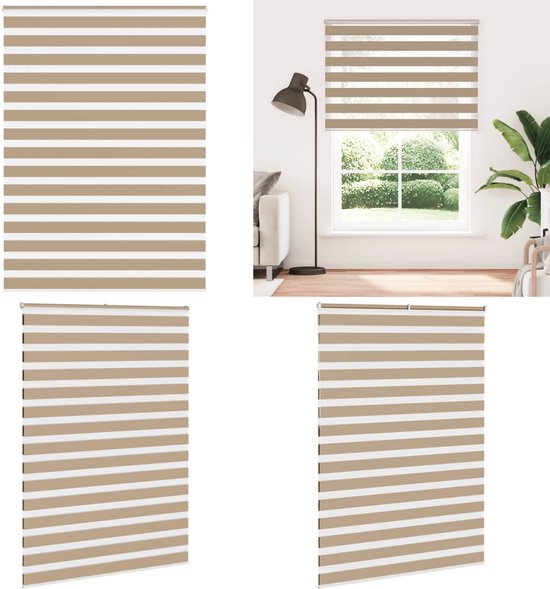 Store enrouleur Zebra vidaXL 165 x 230 cm, largeur du tissu 160,9 cm, polyester marron sable - Zebra - Zebra Stores vénitiens Zebra - Store enrouleur double