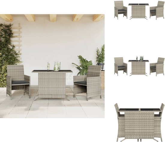 vidaXL-3-delige-Bistroset-met-kussens-poly-rattan-lichtgrijs