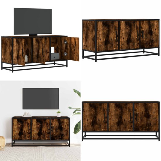 Tv-meubel | Tv-Bank | TV-kast100x31x39,5 cm bewerkt hout metaal gerookt eikenkleur