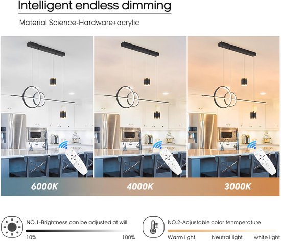 Minimalistische Hanglamp – Lineaire Hanglamp boven Eettafel in Zwart