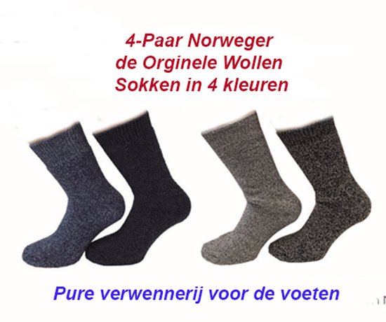 4 paires de Norweger Orginele Chaussettes en laine 4 couleurs - Taille 43-45