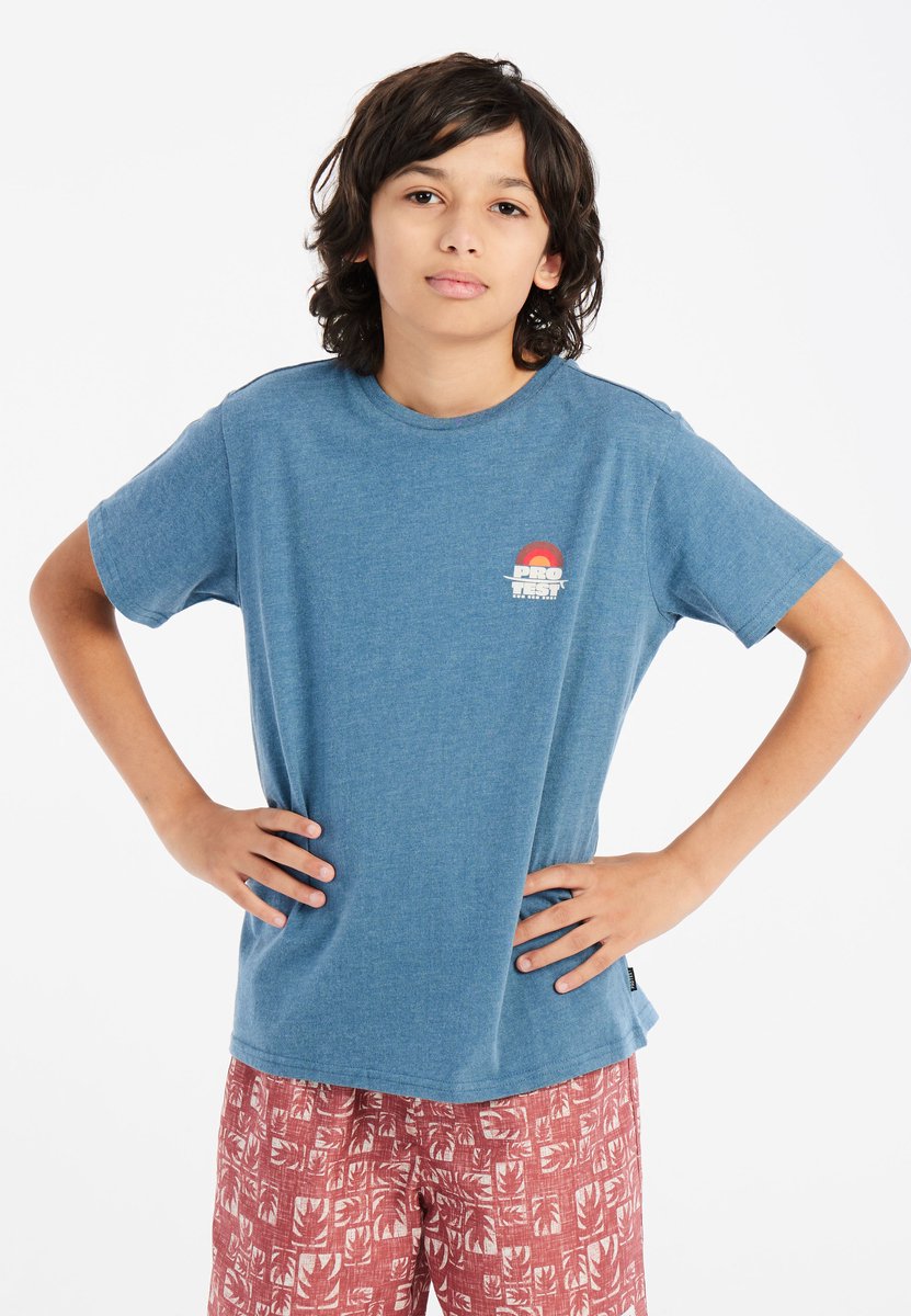 Protest Prtfaros Jr – T shirt Jongens – Korte mouwen – Ronde hals – Raku Blauw