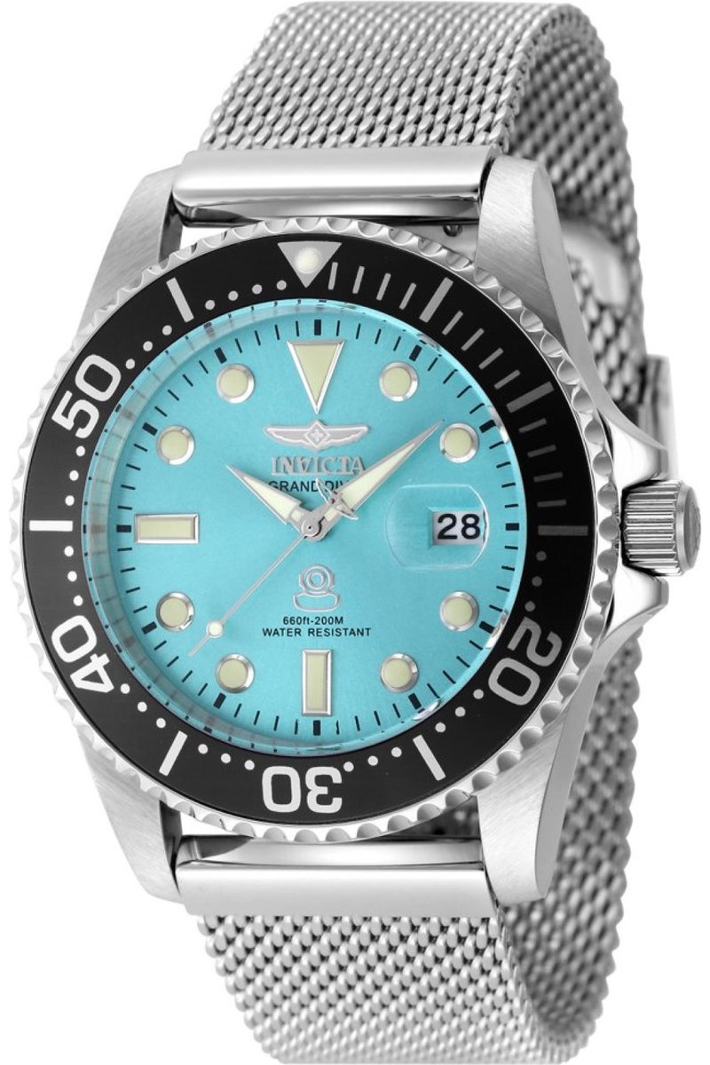Invicta Pro Diver 48213 Heren Horloge - Waterdicht - Analoog - Quartz Uurwerk - Roestvrij Staal met blauwe Wijzerplaat - 42mm - Met extra banden