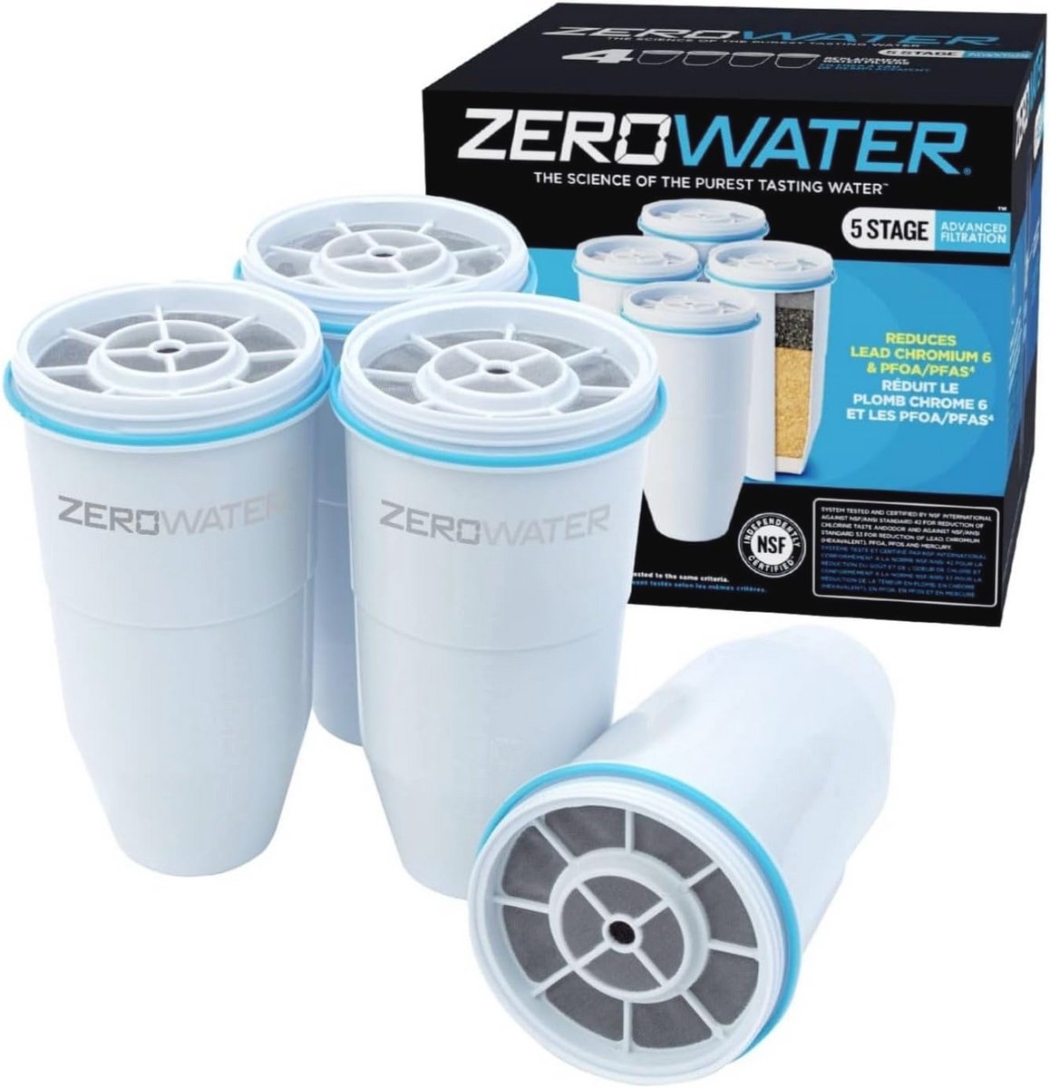 5-fasen Waterfilter Vervanging voor Gezuiverd Kraanwater - Vermindert Lood en Zware Metalen - Verpakking van 4