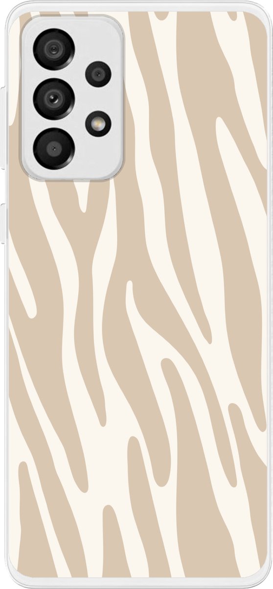 Telefoonhoesje Geschikt voor Samsung Galaxy A33 hoesje - Zebraprint - Beige - Wit - Dierenprint - Siliconen Telefoonhoesje Telefoonhoesje