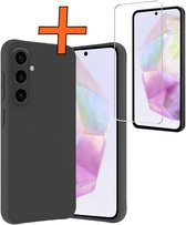 Hoesje Geschikt voor Samsung A36 Hoesje Siliconen Cover Case Met Screenprotector - Hoes Geschikt voor Samsung Galaxy A36 Hoes Back Case - Zwart