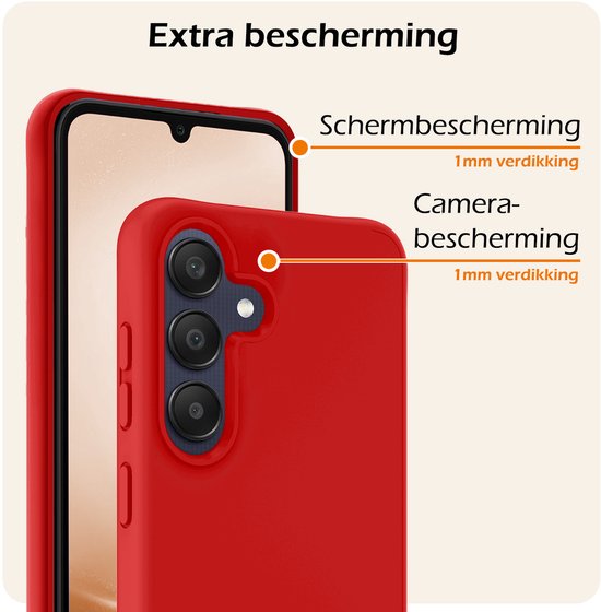 Coque compatible avec Samsung A26, coque en Siliconen avec protection d'écran – Coque compatible avec Samsung Galaxy A26, coque arrière – Rouge