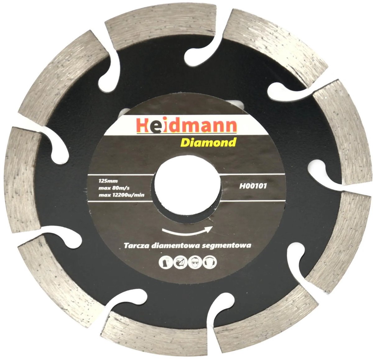 Heidmann Diamantschijf - Gesegmenteerd - 125 mm - Voor beton en steen - Zwart