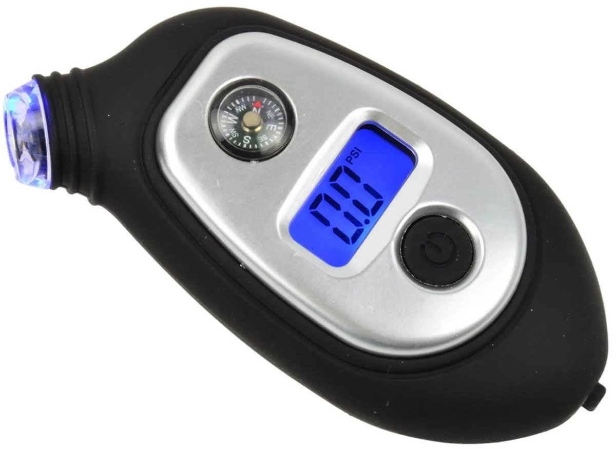 GEKO Digitale bandenspanningsmeter - met kompas en zaklamp - duurzaam kunststof