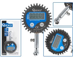 GEKO Digitale bandenspanningsmeter - LCD display - 45° draaibare kop - Meeteenheden in bar en kPa