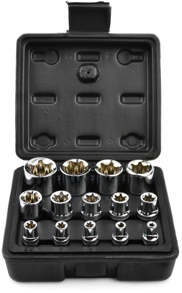 GEKO 14-delige Torx Doppenset - Cr-V Staal - Inclusief Opbergkoffer