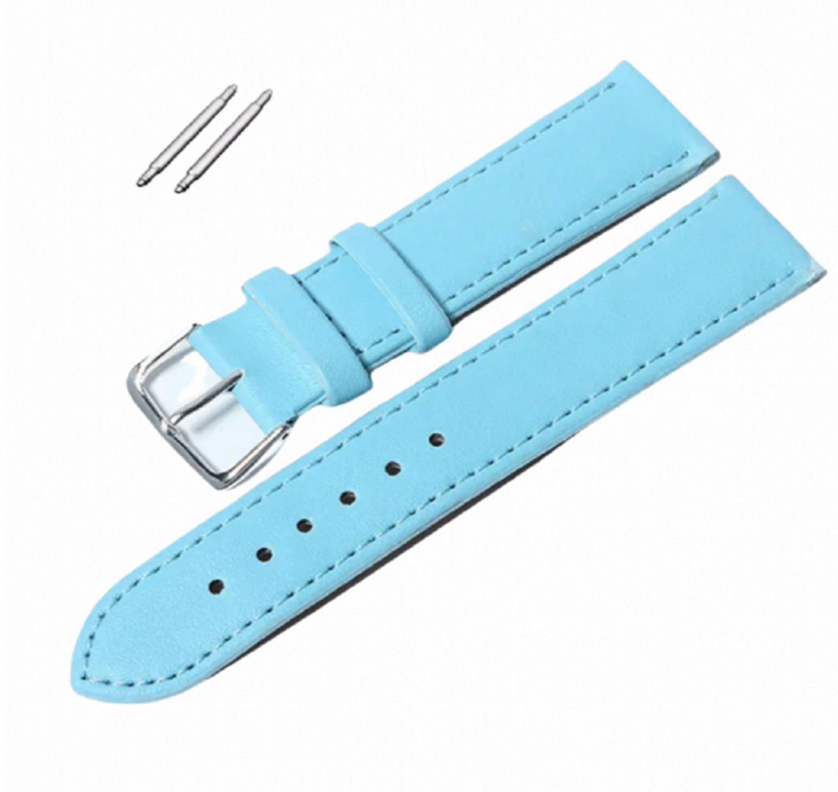 Horlogebandje- 20 mm- licht blauw leer - Charme Bijoux