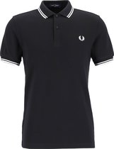 Fred Perry M3600 polo twin tipped shirt - heren polo - Black / White / White - Maat: M