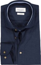 Profuomo slim fit overhemd - poplin - marine blauw (contrast) - Strijkvrij - Boordmaat: 39