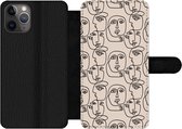 Bookcase Geschikt voor iPhone 11 Pro Max telefoonhoesje - Patronen - Hoofd - Line art - Met vakjes - Wallet case met magneetsluiting