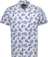 Haze & Finn Overhemd Resort Shirt Ss Mc17 0163 Blanc De Blanc Palm Mannen Maat - L
