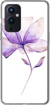 Geschikt voor OnePlus 9 hoesje - Bloemen - Waterverf - Paars - Siliconen Telefoonhoesje