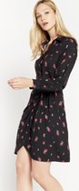 LOLALIZA Wikkeljurk met bloemen - Zwart - Maat 46
