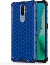 Mobigear Honeycomb Telefoonhoesje geschikt voor OPPO A5 (2020) Shockproof Hardcase Hoesje - Blauw